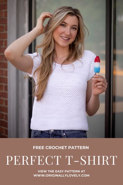 Crochet Summer Tee, Saved Crochet Patterns, Ladies Crochet Tops Free Patterns, Crochet Shirts Free Pattern, Crochet Summer Tops Tutorial, Crochet T-shirt, Crochet Summer Tops Free Patterns For Women, Crochet T Shirt Pattern, Crochet Shirt Free Pattern