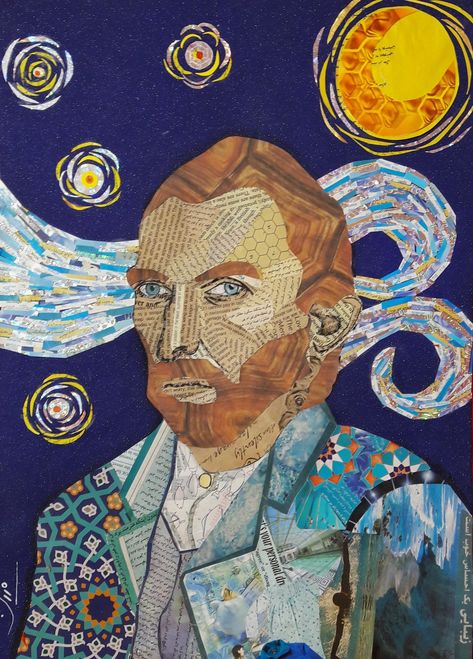 Collage Projects High School, Van Gogh Collage Art, Colorful Collage Art, Collage Art Projects High School, Kolaj Art Ideas, Kolaj Art, High School Collage, Classe D'art, Collage Portrait