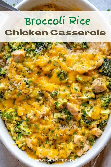 Chicken Brocolli Rice, Easy Chicken Broccoli Rice, Easy Chicken Broccoli Casserole, Rice And Cheese Casserole, Chicken Broccoli Rice Cheese Casserole, Easy Broccoli Casserole, Broccoli Casserole Recipe, Healthy Chicken Casserole, Broccoli Recipes Casserole