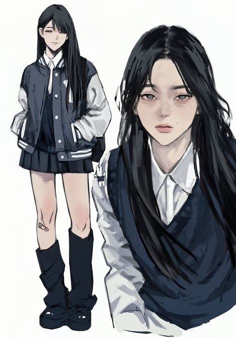 Charectors Design Idea, Webtoon Style Drawing, Asian Oc Art, 2 Artists 1 Base, Webtoon Artstyle, Oc Digital Art, Female Digital Art, Webtoon Inspiration, Artstyle Reference