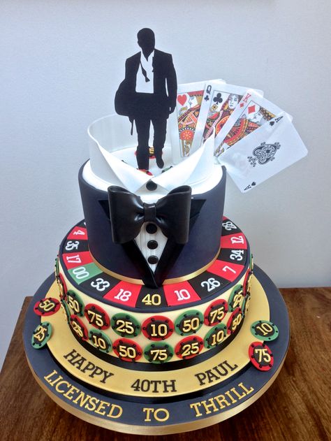 casino royale cakes | Casino Royale James Bond Cake | Cakes that are really unique ... Vegas Birthday Cake, James Bond Cake, James Bond Party, Casino Birthday, Vegas Birthday, Casino Party Decorations, Casino Decorations, Casino Royale Party, Gambling Cake