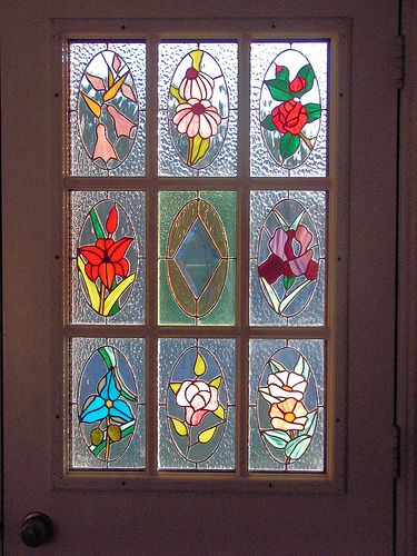 Love this. Stained Glass Door Panel, Stained Glass Door, Glass Window Art, Stained Glass Paint, Stained Glass Designs, Cute House, Barbie Dream House, Door Panel, Dream House Interior