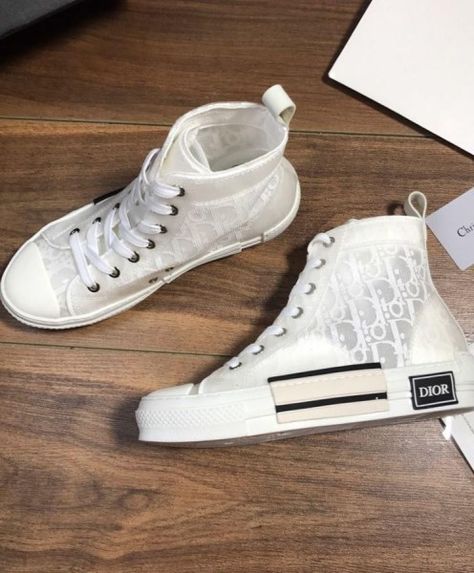 Luxury White High-top Sneakers With Embroidered Logo, Luxury Designer White High-top Sneakers, White Dior Converse, Dior High Tops, Dior B23 High Top, White Sneaker, High Top, Top Sneakers, High Tops