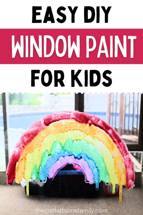 Need a fun activity for a rainy day? Homemade window paint is super simple to make, and you probably already have all the ingredients you need at home. This easy paint recipe is washable and great for entertaining toddlers and preschoolers! If your kids enjoy arts and crafts, they will love this DIY window paint recipe—and because it's temporary and washable, window art made with this DIY paint recipe will wash right off. This easy low-prep activity idea can even be used as window finger paint! Washable Window Paint, Diy Window Paint, Entertaining Toddlers, Window Paint, Summer Arts And Crafts, Easy Toddler Crafts, Paint Recipe, Fine Motor Activities For Kids, Rainbow Diy