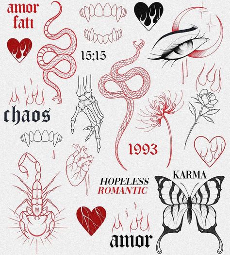 Blitz Tattoo, Tattoo Graffiti, Petit Tattoo, Flash Tattoo Designs, Doodle Tattoo, Cute Little Tattoos, Red Tattoos, Tattoo Design Book, Small Hand Tattoos