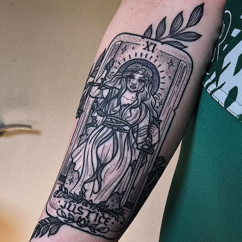 Justice tarot card tattoo Justice Tarot Card Tattoo, Justice Tarot Card, Justice Tattoo, Justice Tarot, Tattoo Coverup, Tarot Card Tattoo, Tarot Tattoo, Reference Art, Tarot Cards Art