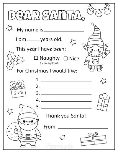 Free Printable Letter to Santa to Color for Preschoolers Preschool Santa Letters, Fun Christmas School Activities, Free Printable Letter To Santa Template, Christmas Writing Activities Preschool, Santa List Ideas For Kids, Kids Letter To Santa Printable, Skip To My Lou Printables, Christmas Writing Preschool, Christmas Prek Worksheets