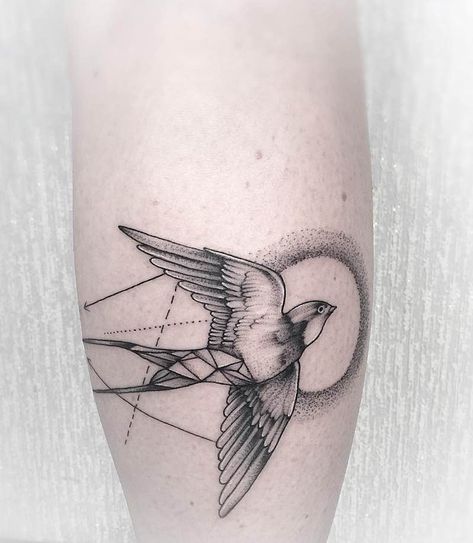 Swallow Tattoo by Anna Bravo Eagle Tattoo Arm, Traditional Swallow Tattoo, Swallow Tattoo Design, Robin Tattoo, Hexagon Tattoo, Vogel Tattoo, Tattoo Shading, Tattoo Expo, Scar Tattoo