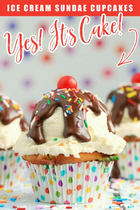 Sundae Cupcakes, Ice Cream Sunday, Funfetti Cupcakes, Ice Cream Cupcakes, Easy Cupcake Recipes, Pretty Cupcakes, Frugal Mom, Beautiful Cupcakes, Easy Cupcakes