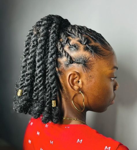 Ponytail for Neat Twisted Locs Twisted Locks Hairstyles, Loc Hairstyles For Short Hair, Two Strand Twist Ponytail Locs, Locs Hairstyles For Women Ponytail, Locs Ponytail Hairstyles For Women, Two Strand Twist Starter Locs Women, 2 Strand Loc Styles For Women, Locs Styles For Short Hair, Loc Two Strand Twist Styles