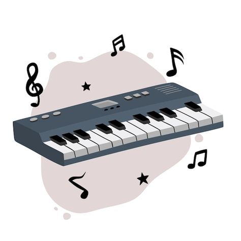 Musical keyboard instrument clipart cart... | Premium Vector #Freepik #vector #piano #piano-keys #piano-keyboard #music-keyboard Cute Piano Drawings, Gambar Piano, Piano Keyboard Drawing, Instrument Clipart, Cartoon Piano, Piano Images, Cartoon Keyboard, Piano Clipart, Music Mural