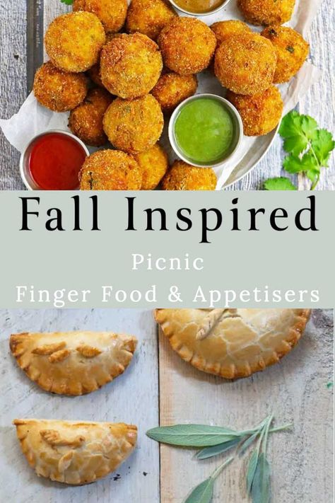 These fall finger food ideas for a picnic are easy to make and are perfect as fall inspired appetisers or even as part of a finger food feast.#fallfingerfood #fallpicnic #picnicappetiser #fallpicnicideas Autumn Finger Foods, Fall Picnic Decorating Ideas, Fall Bbq Party Food, Picnic Birthday Food, Fall Outdoor Dinner Party Food, Picnic Snacks Finger Foods, Fall Party Finger Food Ideas, Fall Picnic Recipes, Fall Picnic Ideas Food