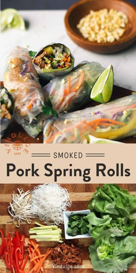 Fresh Spring Rolls are an awesome way to use up any leftover Pulled Pork. These Smoked Pulled Pork Spring Rolls are so easy to make, even your kids can help! Fresh Spring Rolls Recipe, Pork Spring Rolls, Summer Rolls Recipe, Leftover Pulled Pork, Yeast Rolls Recipe, Dinner Experience, Food Is Good, Vegetable Spring Rolls, Pulled Pork Leftovers