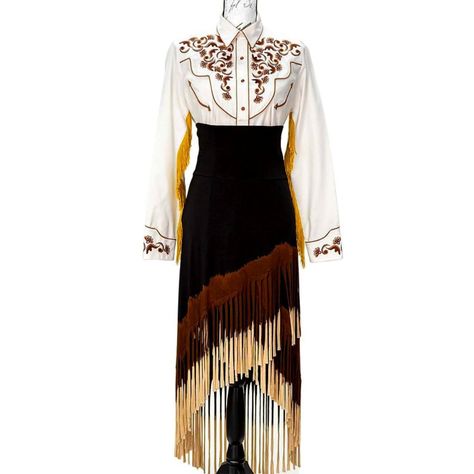 T-Party Country Style, High Waisted Black And Brown Fringe Skirt With Asymmetrical Hemline. New W/Tags. Available In Small, Medium, Large, And X-Large. Measurements: Small Medium Large Waist: 24" 30" 37" Hips: 26 40" 44" Length Of Garment: 44" Side Of Skirt To Hemline: 42.5" Material: Spandex (Stretchy) Garment Care: Hand Wash Cold, Hang Line Dry. Weight- 2lbs Box Dimensions- 13x9x2 Western Glam Outfit Party, Glam Outfits Party, Tassel Skirt Outfit, Brown Fringe Skirt, Western Glam Outfit, Fancy Western Outfits, Fringe Skirt Outfit, Native American Inspired Fashion, Glam Western