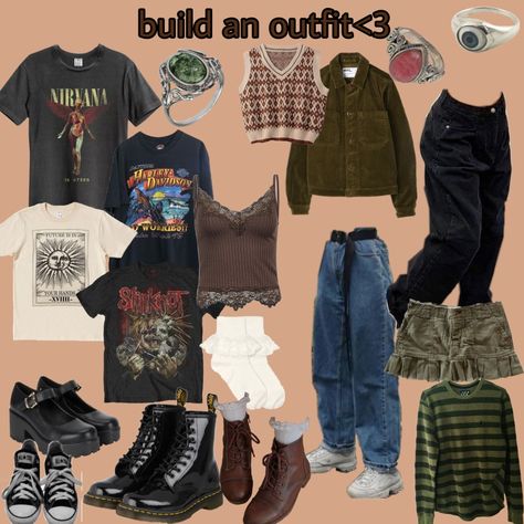 #grunge #fashion #aesthetic #darkacademia Teenage Dirtbag Aesthetic Grunge Outfit, Real Grunge Outfits 90s, Grunge Outfits Colorful, Teen Grunge Outfits, First Day Of School Outfit Grunge, Dark Artsy Aesthetic Clothes, 80s Grunge Aesthetic Outfits, Grunge Outfit Board, Grunge Inspo Outfit