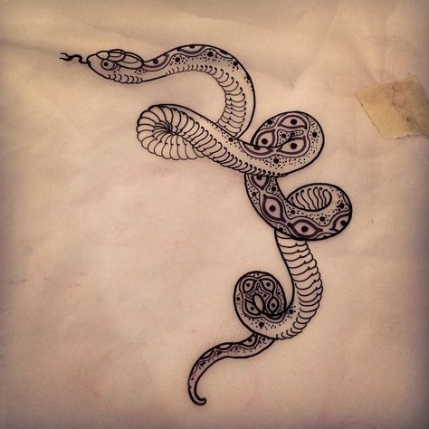 Drew this lil snake for the side of a client's head, but we're doing something…                                                                                                                                                                                 More Origami Tattoo, Tattoo Snake, Turtle Tattoo Designs, Serpent Tattoo, Head Tattoo, Snake Tattoo Design, Turtle Tattoo, E Tattoo, Diy Tattoo