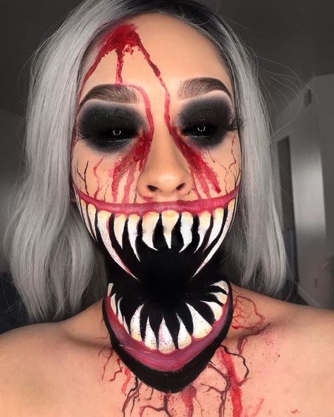 Scary Pumpkin Face Paint, Halloween Makeup Looks Scary Easy, Demon Make Up, Super Easy Halloween Costumes, Pumpkin Face Paint, Demon Makeup, Scary Pumpkin Faces, Hot Halloween, Eyeshadow Ideas