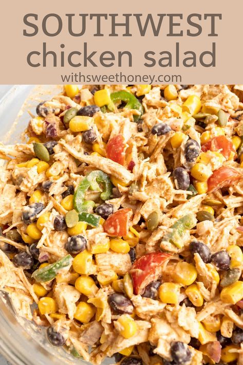 Healthy Shredded Chicken, Shredded Chicken Dishes, Southwest Chicken Salad Recipe, Quick Chicken Salad, Healthy Shredded Chicken Recipes, Southwest Dressing, Shredded Chicken Salads, Low Carb Chicken Salad, Lettuce Recipes