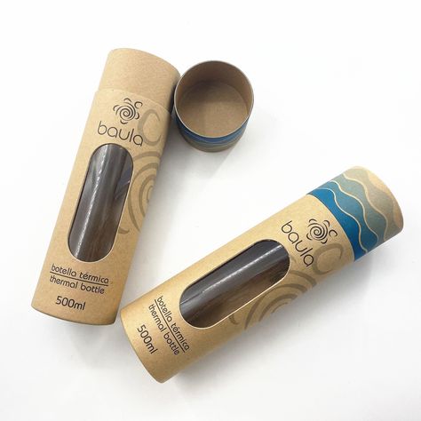 Cylindrical Packaging Design, Paper Tube Packaging Design, Round Packaging Design, Window Packaging Design, Tube Packaging Design, Water Bottle Packaging, Paper Water Bottle, Granola Brands, Cylinder Packaging