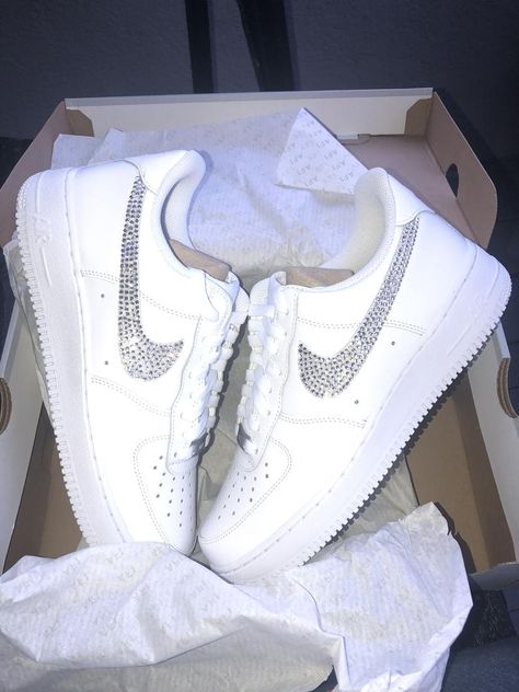 Bedazzled Shoes, Air Force 1 Sneakers, White Air Force 1, Nike Shoes Air Force, Wedding Sneakers, Custom Nike Shoes, Custom Air Force 1, Cute Nikes, Pink Sneakers