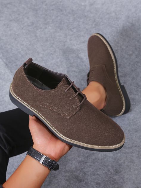 Brown     Plain Oxfords Embellished   Men Shoes Men Official Shoes, Dressy Shoes Men, Casual Formal Shoes For Men, Semi Casual Shoes For Men, Men Office Shoes, Classy Shoes For Men, Semi Formal Shoes For Men, Shoes For Suits Men, Men’s Dress Shoes