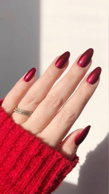 Candy Apple Nails Red, Candy Apple Nails, Candy Apple Red Nails, Red Shimmer Nails, Perfect Nail Color, Apple Nails, Cowboy Nails, Red Nails Glitter, Candy Apple Red