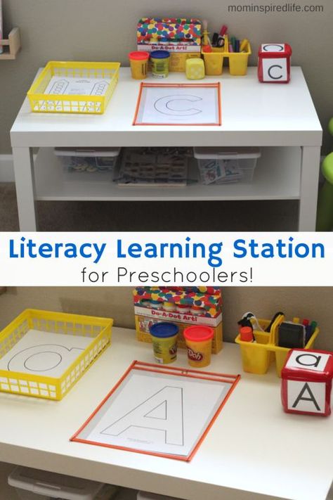 Preschool Activity Centers, Hands On Literacy Activities Preschool, Sign In For Preschoolers, Pre K Station Ideas, Literacy Ideas For Preschool, Housekeeping Center Preschool Ideas, Station Ideas For Preschool, Independent Preschool Centers, Preschool Center Ideas Work Stations