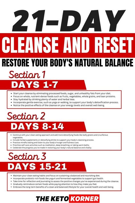 Give your body the reset it deserves with our comprehensive 21-day cleanse program. Designed to restore your body's natural balance, this cleanse will help you eliminate toxins, boost your energy, and promote overall well-being. Say goodbye to sluggishness and hello to renewed vitality. #CleanseAndReset #NaturalBalance #RenewedVitality #ToxinElimination #RevitalizeYourHealth #HealthyHabits #WellnessJourney #NourishYourBody #ExpertGuidance #TransformativeExperience 21 Day Cleanse, Whole Body Cleanse, Detoxifying Food, Body Reset, Body Detox Cleanse, Body Detoxification, Diet For Beginners, Sleep Remedies, Natural Balance