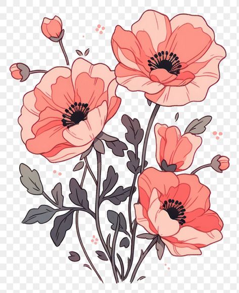 Random Flowers Drawing, Flower Drawing Poppy, Poppy Outline Drawing, Poppies Flower Drawing, Poppy Flowers Drawings, Flower Patterns Drawing, Flower Drawing Design Colour, Giving Flowers Drawing Reference, Flower Reference Drawing