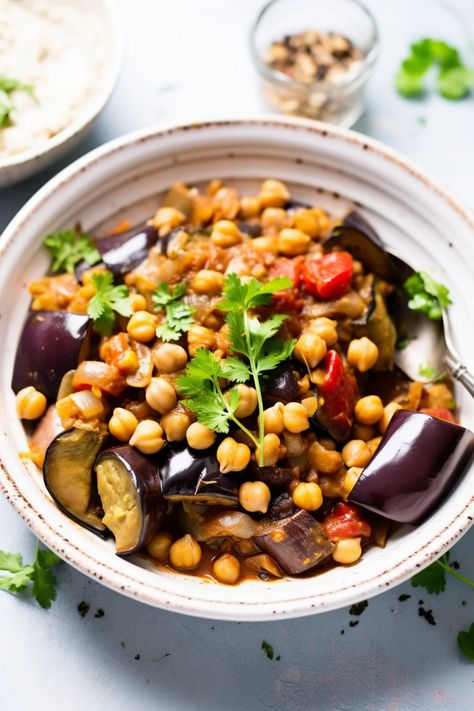 Home - Cooking Mediterranean Chickpea Stew, Tomato Vegetable, Dinner Options, Mediterranean Diet Recipes, Fresh Cilantro, Rich Textures, Chickpeas, Nutritious Meals, Home Cooking