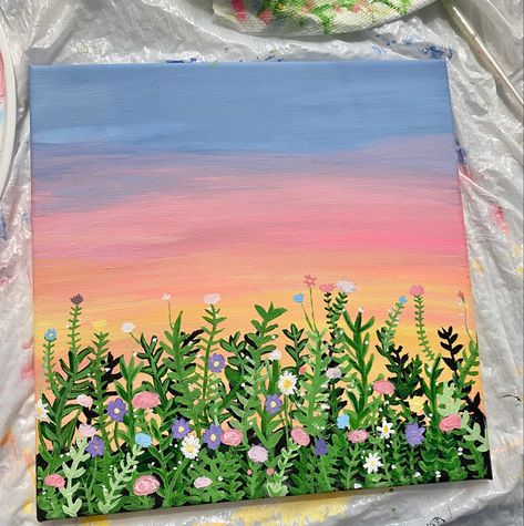 Plants Canvas Painting, Paint At Home Ideas Canvases, Ideas De Pinturas Aesthetic, Cuadros Aesthetic, Cute Easy Paintings, Grafika Vintage, Flower Painting Canvas, Simple Canvas Paintings, Cute Canvas Paintings