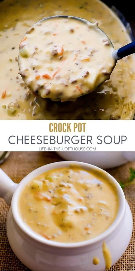 Best Cheeseburger Soup Recipe, Cheeseburger Chowder Crockpot, Easy Cheeseburger Soup Crockpot, Slowcooker Soup Recipes Easy, Cheeseburger Soup Recipes, Cheeseburger Potato Soup, Slow Cooker Cheeseburger Soup, Cheeseburger Soup Crockpot, Cheesy Soup