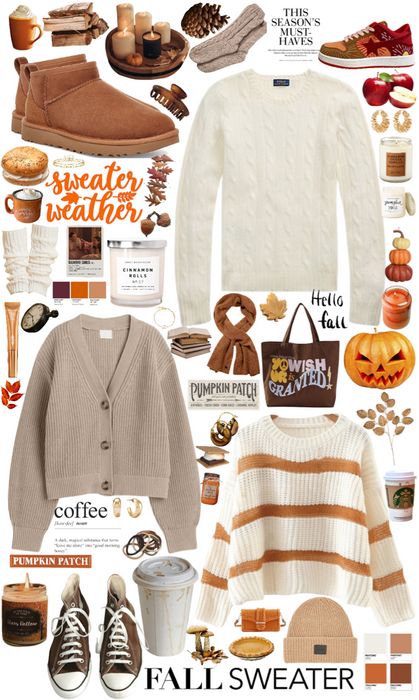 Cute Fall Outfits For Bitmoji, Fall Inso Outfit, Aesthetic Fall Sweaters, Collage Winter Outfits, Sweater Weather Outfits Aesthetic, Fall Sweater Outfit Ideas, Cute Halloween Outfits For School, Outfit Ideas Layout Fall, Fall Outfit Board