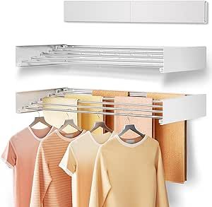 Vasunray Wall Mounted Clothes Drying Rack Folding Indoor, Foldable Laundry Drying Rack Collapsible,Invisible, Space Saving, Retractable Towel Drying Rack, with Wall Template(5 Drying Rods, White 32") Towel Drying Rack, Wall Mounted Clothes Drying Rack, Wall Mounted Drying Rack, Laundry Drying Rack, Laundry Rack, Drying Racks, Drying Rack Laundry, Laundry Drying, Clothes Drying