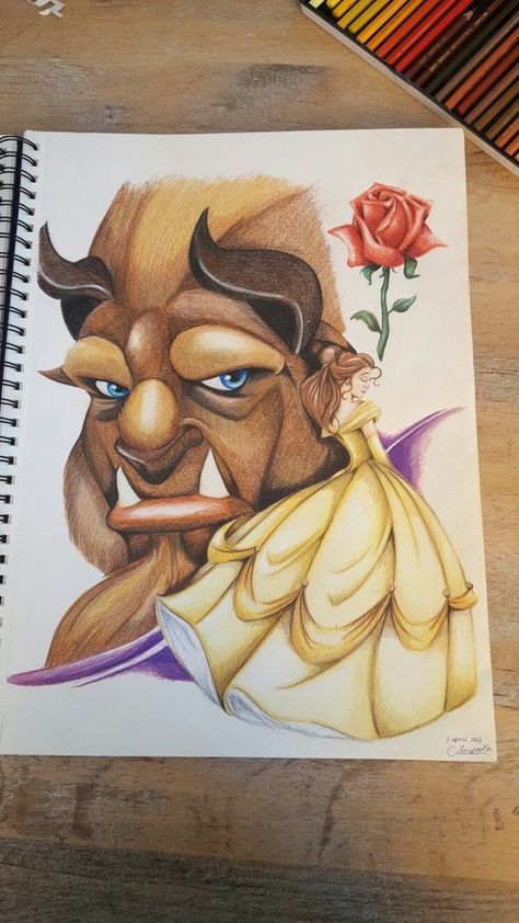 Beauty And The Beast Pencil Drawings, Disney Character Drawings Color Pencil, Disney Colored Pencil Art, Cartoon Character Collage Drawing, Disney Princess Art Sketches, Beauty And The Beast Drawing Sketches, Disney Drawings Sketches Princesses, Disney Sketches Pencil, Color Pencil Sketches Sketchbooks