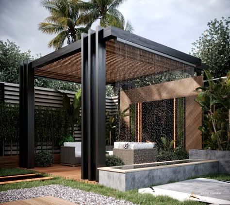 D A V I D . on Behance Ombra Pergola, Modern Gazebo, Modern Patio Design, Eksterior Modern, Terrace Garden Design, Rooftop Terrace Design, Rooftop Design, Modern Pergola, Pergola Design