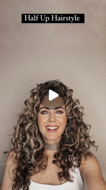 Nikita Berkhout | Creator on Instagram: "Half Up #halfup #hair #hairstyles #easyhair #curlyhairstyle #exploremore #explorepage #viral #krullen #curlyhair #wavyhair #curlytutorials #easyhairstyle #easyhairstyles #curlyhairstyles #curlygirl #trendinghair #fy #foryou" Naturally Curly Wedding Hair Half Up, Club Hairstyles Night Curly, Half Updo Curly Hair, Half Up With Braid, Curly Hairstyles Middle Part, Curly Half Up Half Down Hairstyles, Curly Hairstyles Half Up Half Down, Romantic Curly Hairstyles, Half Up Half Down Curly Hair