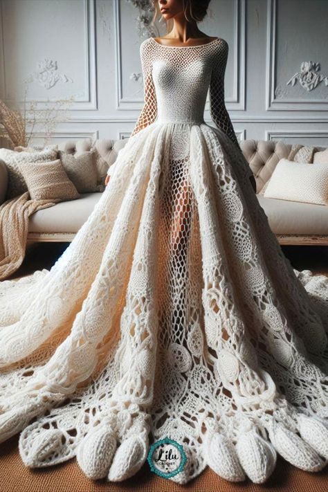 Crochet Wedding Dress Crochet Wedding Dress, Knitting & Crochet Tools, Wedding Dresses Ideas, Crochet Wedding Dresses, Wedding Bags, Amazing Crochet, Crochet Tools, Crochet Wedding, Dresses Ideas