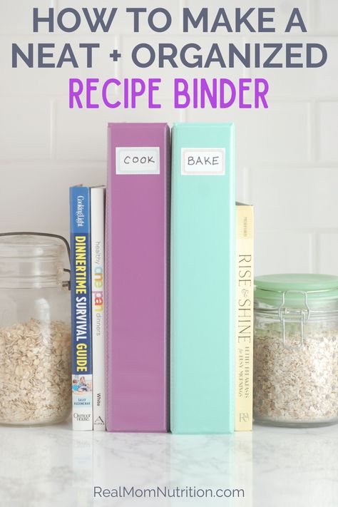 Recipe Book Organization Ideas, How To Organize A Cookbook, 3 Ring Binder Recipe Book Diy, Organizing Recipes Binder, Printed Recipe Organization, Recipe Folder Diy, Recipe Binder Categories List, Diy Cookbook Binder, How To Make A Recipe Binder