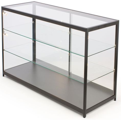 60" Retail Display Case w/Side Lights, Sliding Door, Ships Assembled - Black Jewelry Door, Retail Display Case, Countertop Display Case, Retail Display Cases, Glass Countertop, Glass Shelves Kitchen, Hot Wheels Display, Jewerly Displays, Doors Makeover