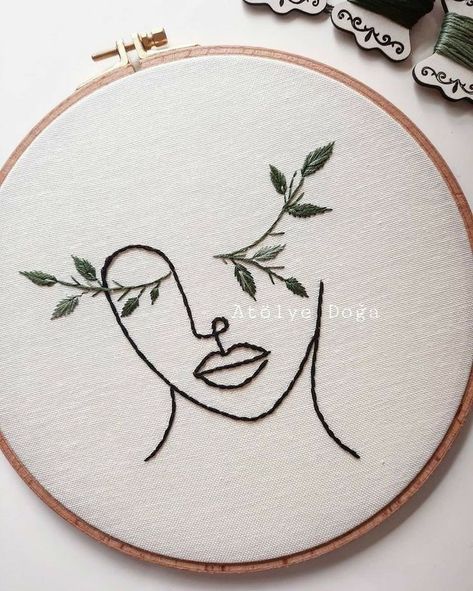 One Line, Textile Art Embroidery, Simple Embroidery Designs, Hand Embroidery Kit, Pola Sulam, Embroidery Flowers Pattern, Embroidery On Clothes, Cute Embroidery, Simple Embroidery