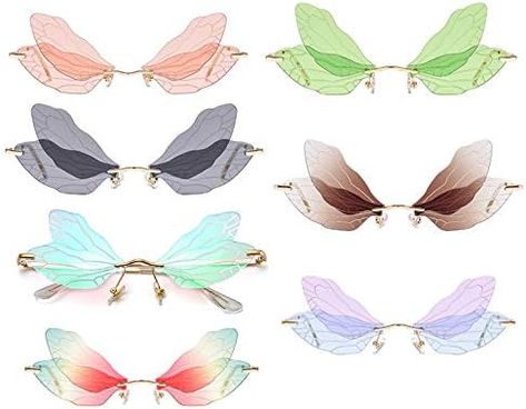 Car interior - Dragonfly Sunglasse Women Men Brand Design Rimless Clear Eyewear Luxury Trending NАrrоⱳ Sun Glasses (07 UAE) Pilot Glasses, Novelty Glasses, Summer Glasses, Reflective Sunglasses, Vintage Dragonfly, Dragonfly Wings, Rimless Glasses, Sunglasses Women Vintage, Party Sunglasses