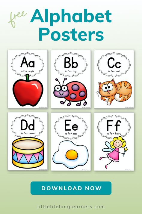 Are you ready to help your preschooler learn their ABCs? Make letter recognition fun and easy with these engaging and colourful alphabet printables! Download your free alphabet posters to create an inviting alphabet display at home or in your classroom. Playfully explore letters and their sounds with your preschooler to develop early literacy and pre-reading skills. Free Alphabet Printables Letters Posters, Alphabet Posters For Classroom Free, Free Alphabet Posters, Abc Poster Printable Free, Alphabet Bulletin Board Ideas, Alphabet Poster Printable Free, Alphabet Printables Letters, Free Alphabet Printables Letters, Abc Printables Free