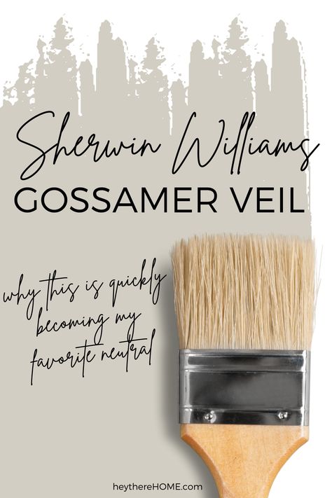 Ready to choose the perfect neutral paint color for your home? Let’s explore Sherwin Williams Gossamer Veil and see if this great neutral greige might be what you’re looking for. Sherwin Williams Simple Stone Paint, Palisade Sherwin Williams, Eucalyptus Paint Color Sherwin Williams, Neutral Trim Colors, Sherwin Williams Chatura Gray, Sherwin Williams Naturel 7542, River Rock Paint Color, Mega Greige Sherwin Williams Bedroom, Sherwin William Shitake