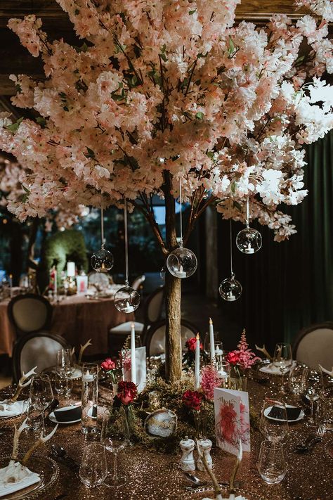 Breathtaking Enchanted Forest Themed Wedding with Skulls, Dinosaurs & Apothecary Vibes · Rock n Roll Bride Forest Themed Wedding, Enchanted Forest Quinceanera Theme, Enchanted Forest Quinceanera, Enchanted Forest Prom, Enchanted Forest Decorations, Quince Themes, Enchanted Forest Theme, Prom Themes, Enchanted Forest Wedding