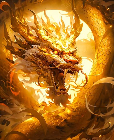 Gold Dragon Aesthetic, Legendary Animals, Fire Snake, Legendary Dragons, Japanese Dragon Tattoos, Dragon Warrior, Golden Dragon, Japanese Dragon, Gold Dragon