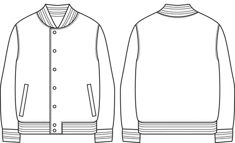 Varsity Jacket Template, Jacket Template, Senior Jackets, Clothing Templates, Bff Gifts Diy, Team Jackets, Flat Sketches, Free Adult Coloring Pages, Plain Outfits