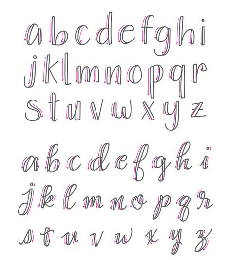 Easy Fonts By Hand Cursive, Hand Lettering Alphabet Cursive, Calligraphy Alphabet Step By Step, How Write Calligraphy, Different Way To Write Letters, How To Do Fake Calligraphy, How To Draw Fonts Step By Step, Marker Writing Fonts, Fake Caligraphy Alphabet Hand Lettering