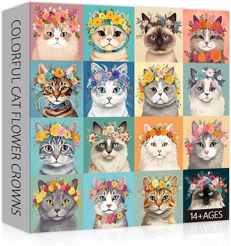 Amazon.com: PICKFORU Cat Puzzles for Adults 1000 Pieces, Colorful Kitten Puzzle Cat Flower Crowns, Funny Cat Floral Jigsaw Puzzles Kitty as Cat Lover Gifts : Toys & Games Puzzles For Adults, Cat Puzzle, Cat Flowers, Flower Crowns, Funny Cat, Cat Lover Gifts, Cat Lover, Flower Crown, Jigsaw Puzzles