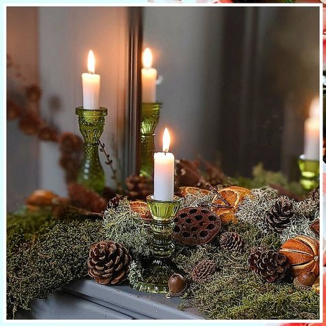 Winter Home Decor Table - Amazon.com, one of the world's largest retailer. Click today to find what you are looking for. Winter Christmas Decorations, Long Candles, Dinner Candle, Reindeer Moss, Winter Table, Candle Table, Candle Displays, Thanksgiving Centerpieces, Natural Christmas